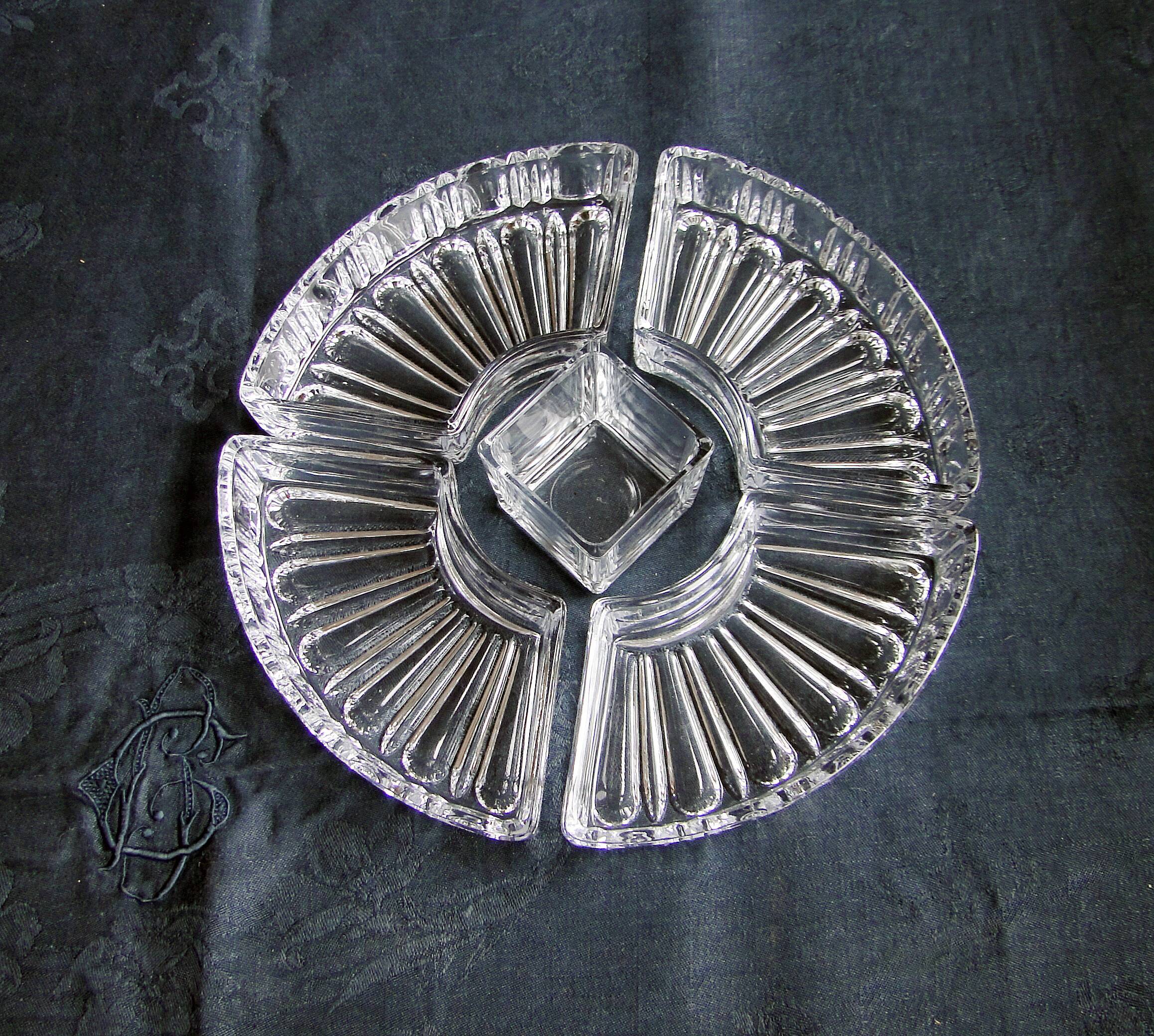 Ancien serviteur art nouveau en verre et métal