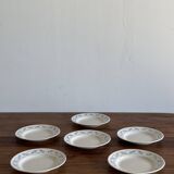 Set of 6 large soup plates with blue flower frieze pattern