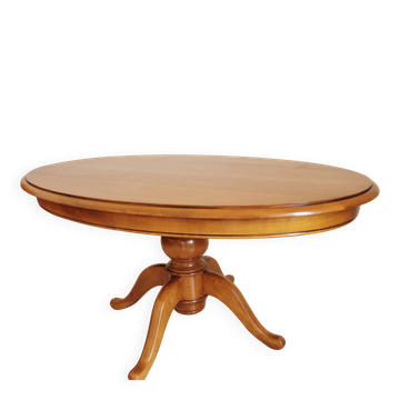 Oval coffee table in solid cherry wood - Cabinetmaking "Furniture of the Priory"