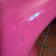 Pair of S-shaped chairs in fuchsia fibreglass – Space Age style
