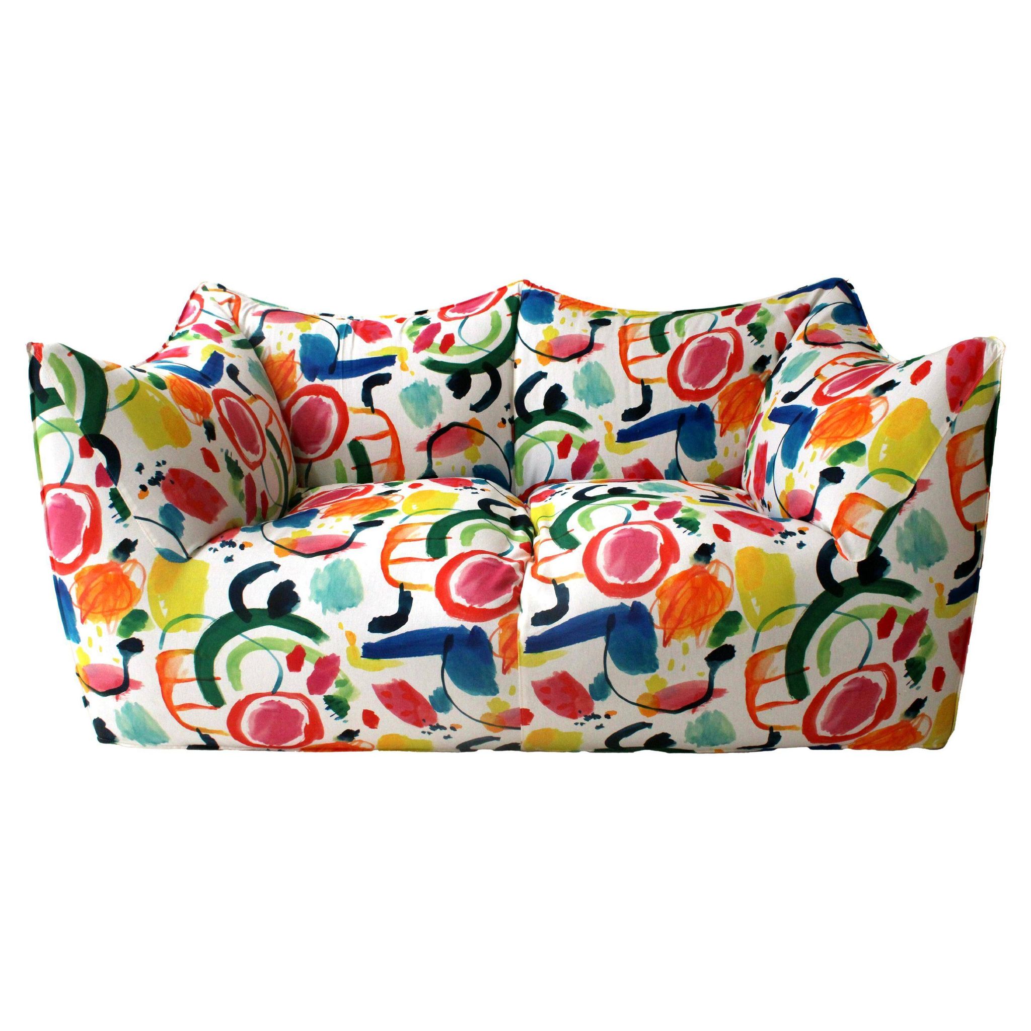Sofa Bibambola conçu par Mario Bellini, revêtu de tissu Arty coloré.