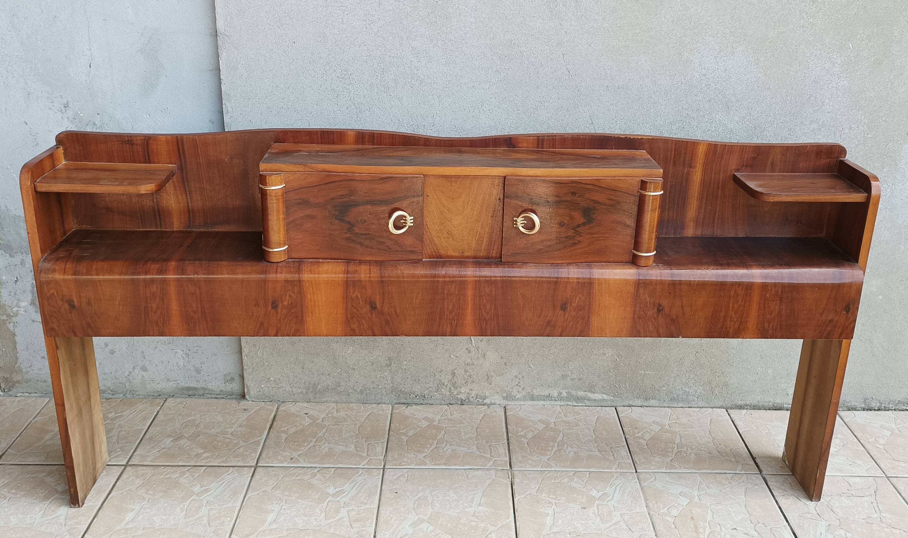 Cozy Art Deco headboard in burr walnut
