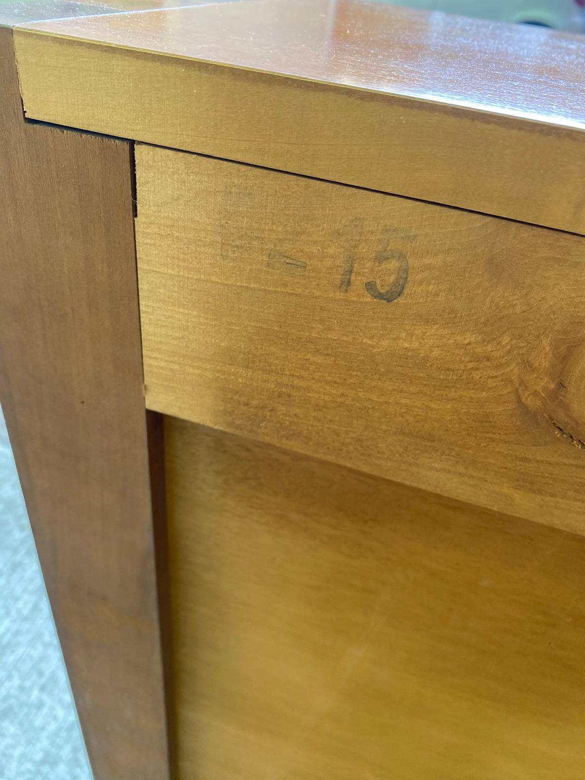 Louis XV solid wood and green leather writing desk secretary, 1950.