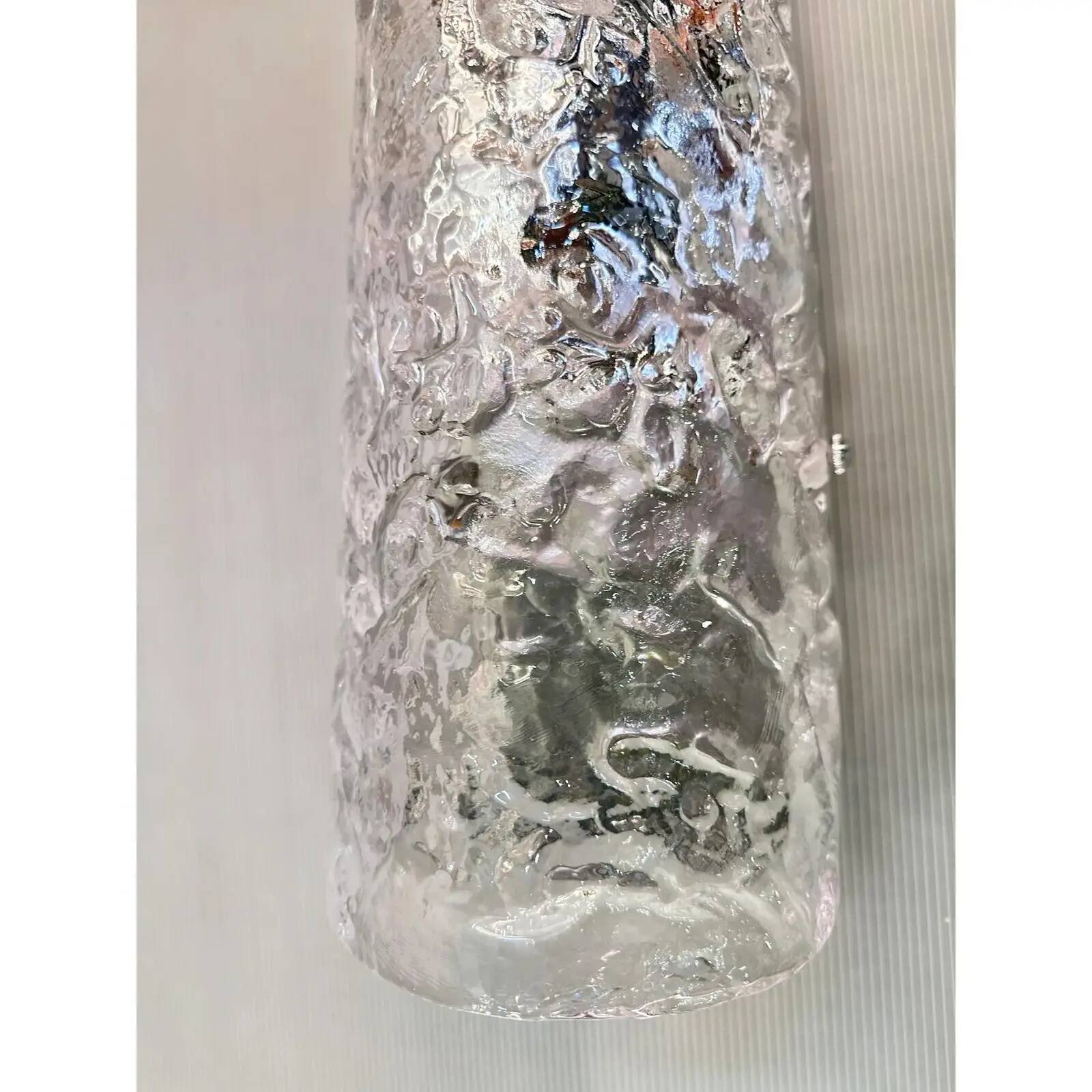 Elegant Transparent Hammered Glass Wall Sconces with Italian Murano Influen