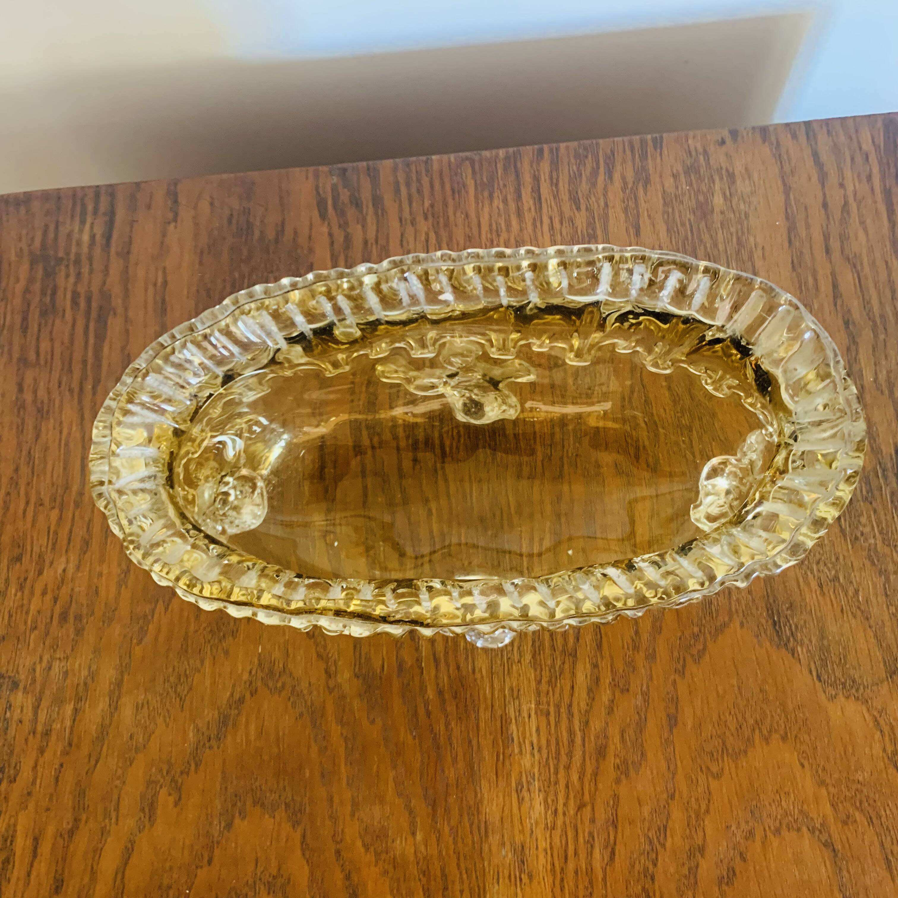 Grande coupe vintage en verre ambré
