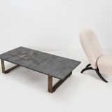 Table basse brutaliste signée à la main par Pia Manu, années 1960