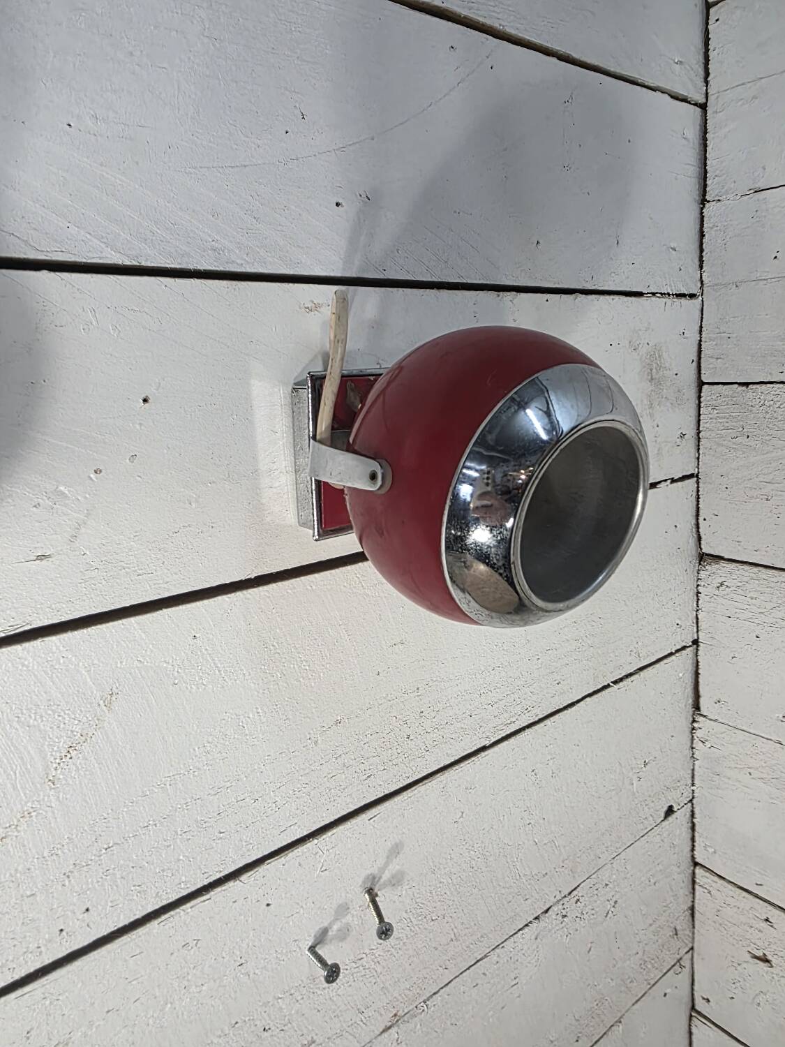 Pair of vintage chrome metal eyeball wall lights from the 70s