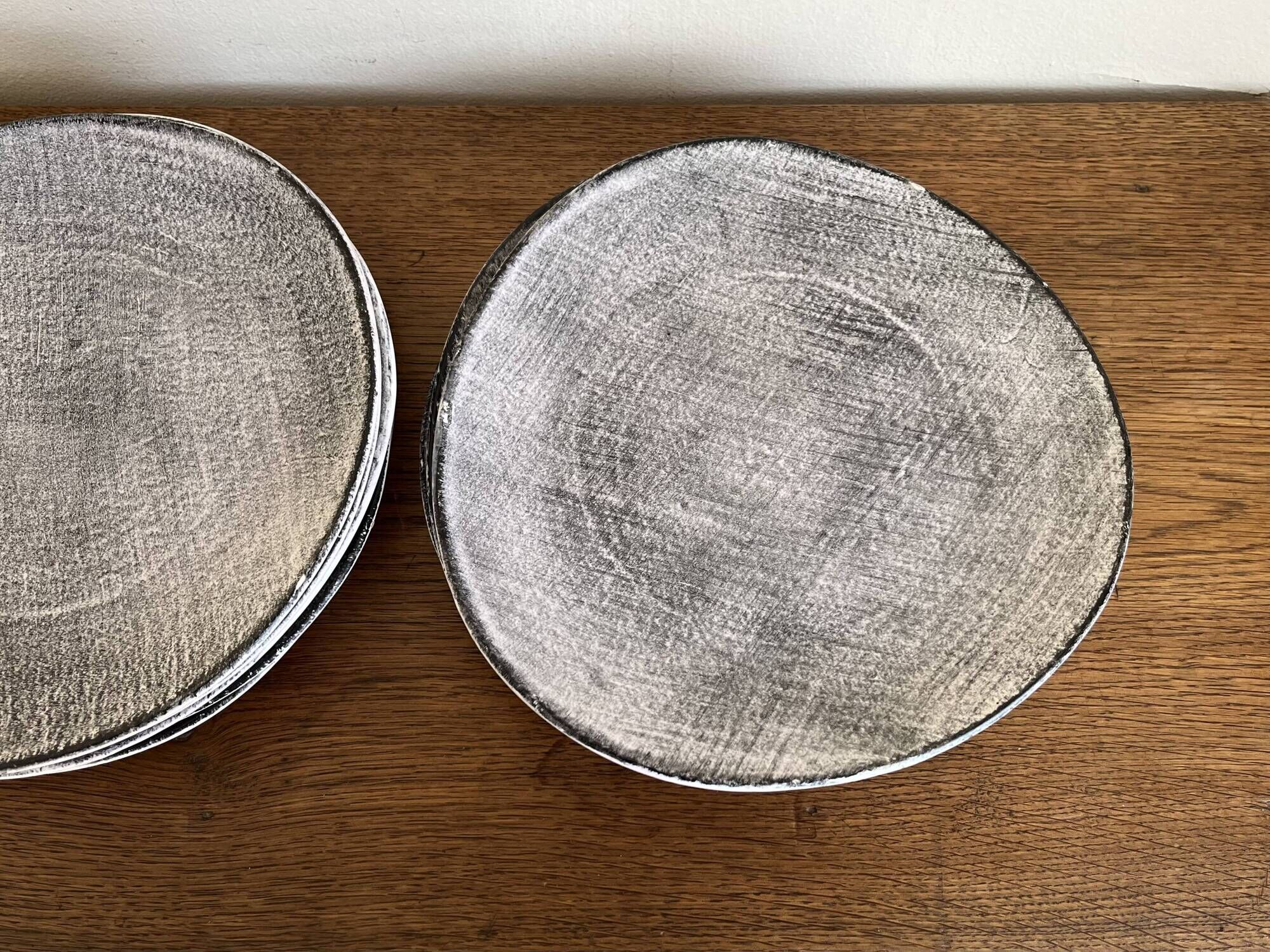 Set of 8 brutalist plates 1970 grey Niederviller Twilight
