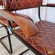 Set of 4 Vintage Quilted Leather Dining Chairs: Black Metal Base