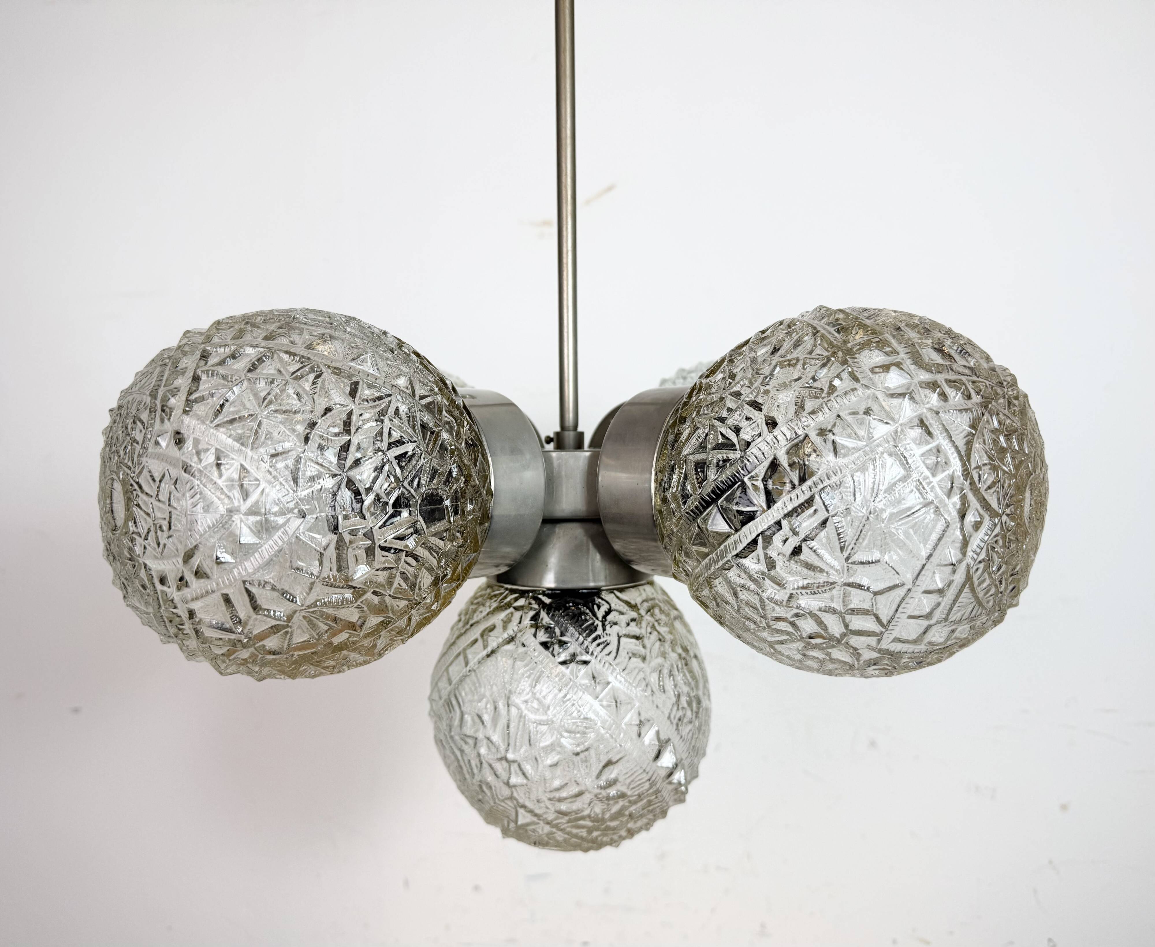 Vintage Cut Glass Chandelier from Kamenický Šenov, 1960s