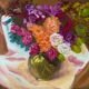 Painting "Bouquet of roses in vase" HST/P signed P. Jolly