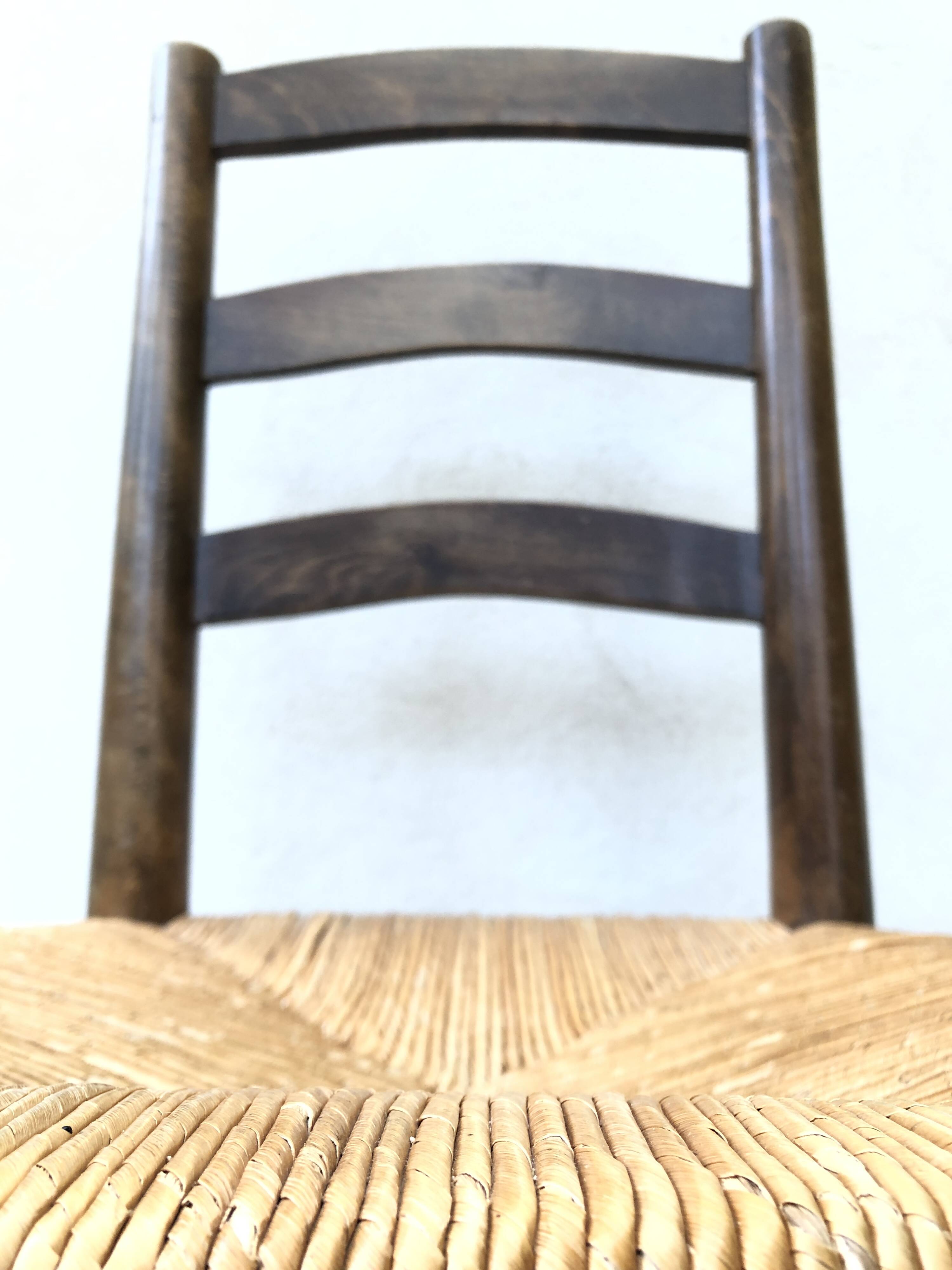 Brutalist straw wooden chair