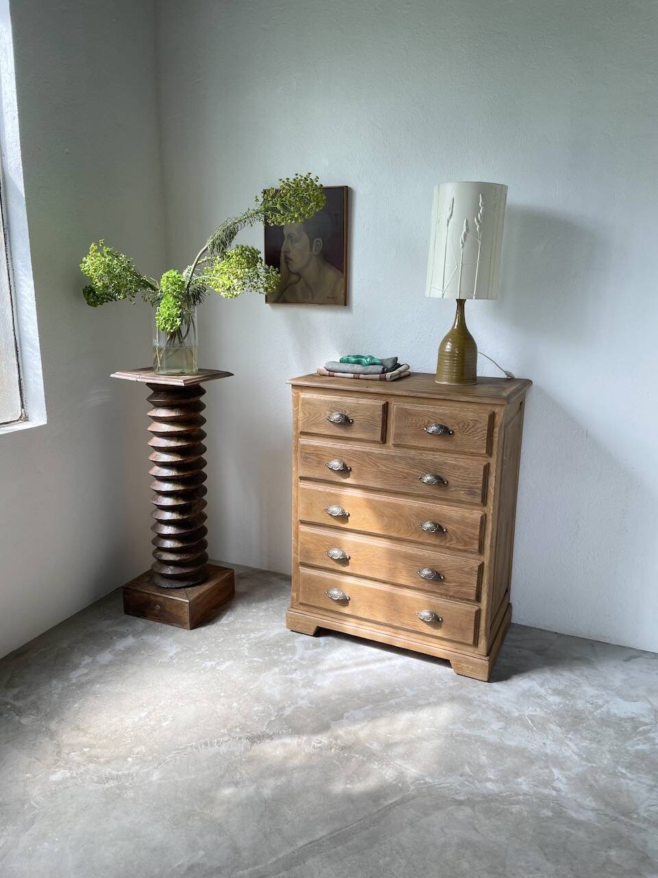 1950 oak chiffonier chest of drawers