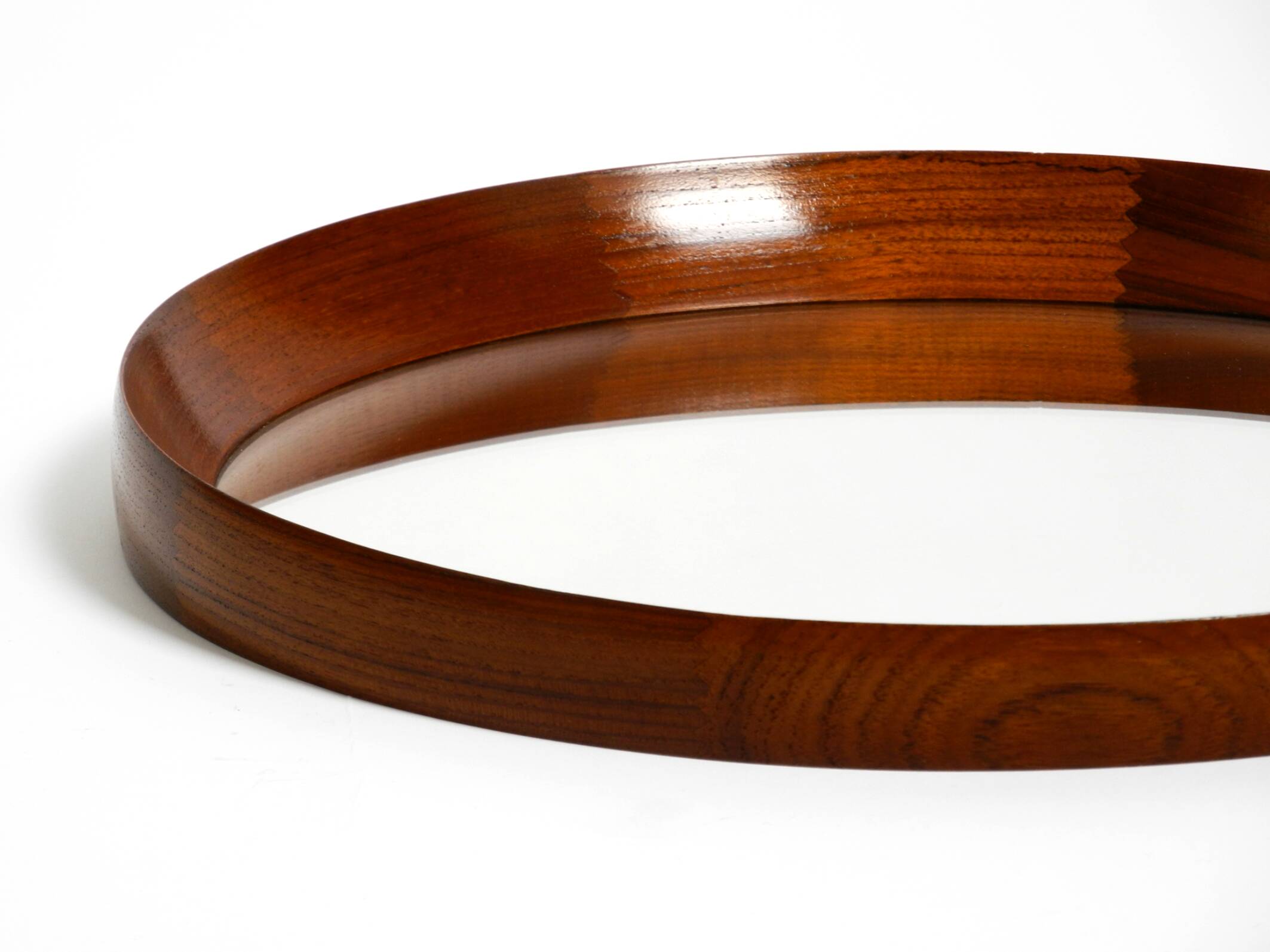 Beautiful round 1960s teak wall mirror by TH. POSS 'EFTF Copenhagen Denmark