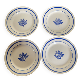 4 assiettes plates fleur de Charette.