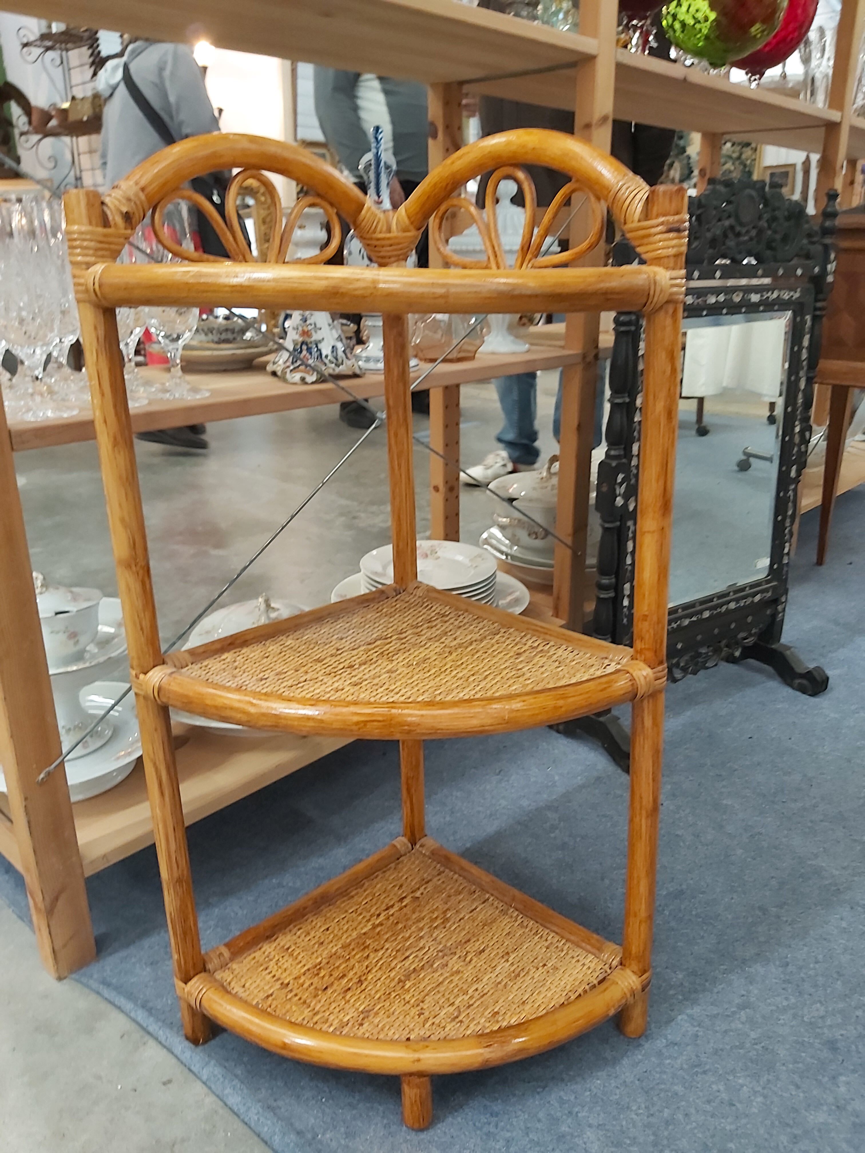 Rattan corner shelf