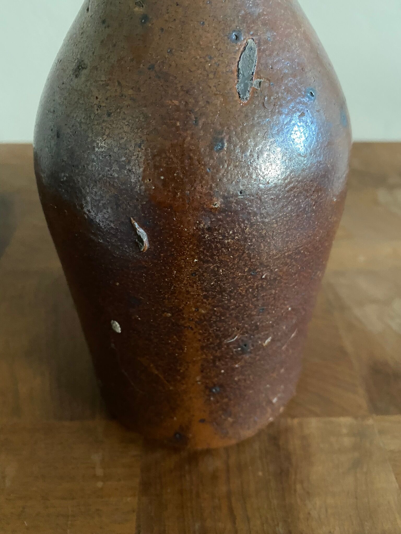 Old glazed stoneware bottle