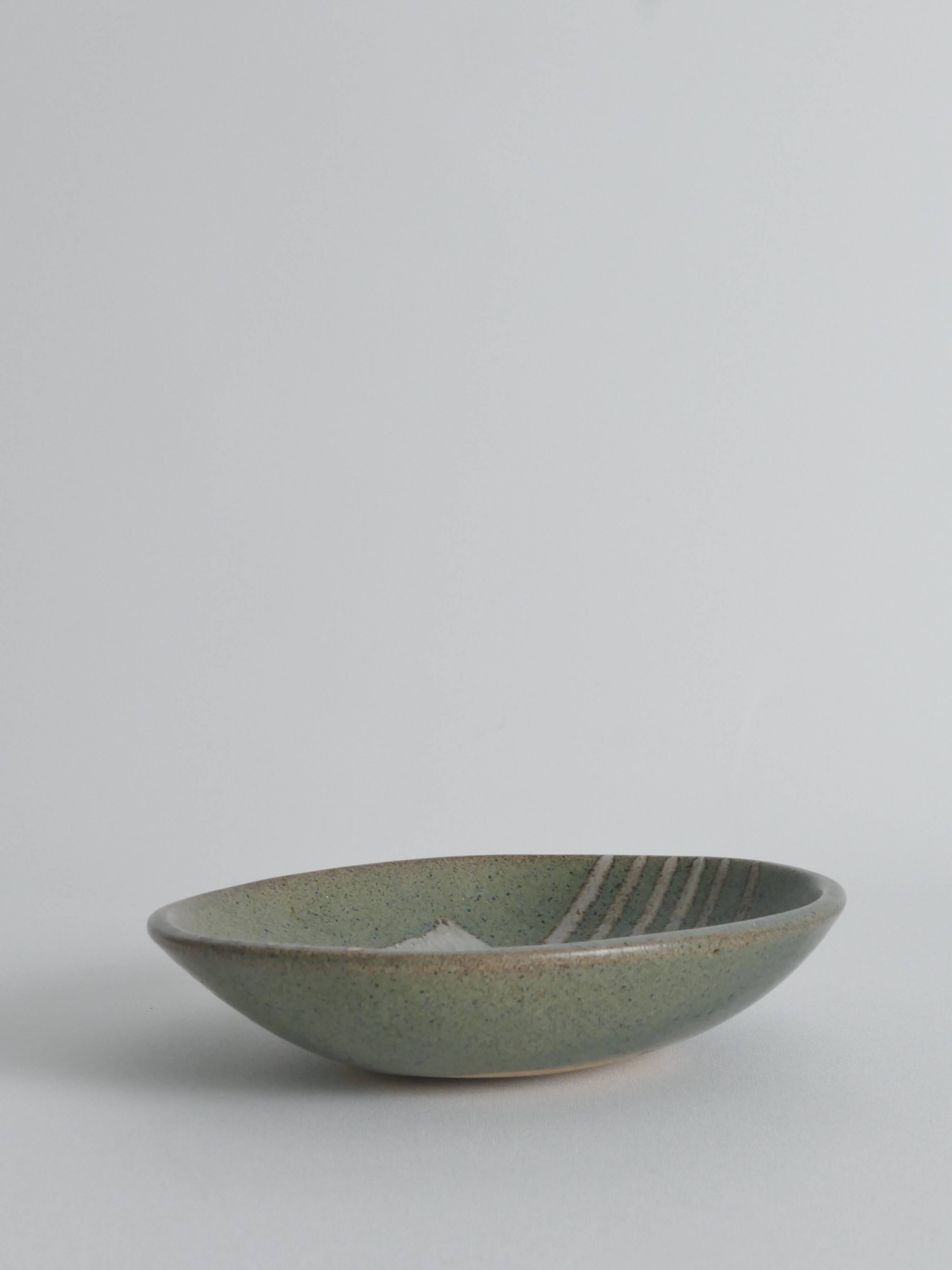 Midcentury-Modern Handmade Stoneware Bowl with Abstract Motif, 1960s