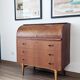 Bureau secrétaire à cylindre teck midcentury