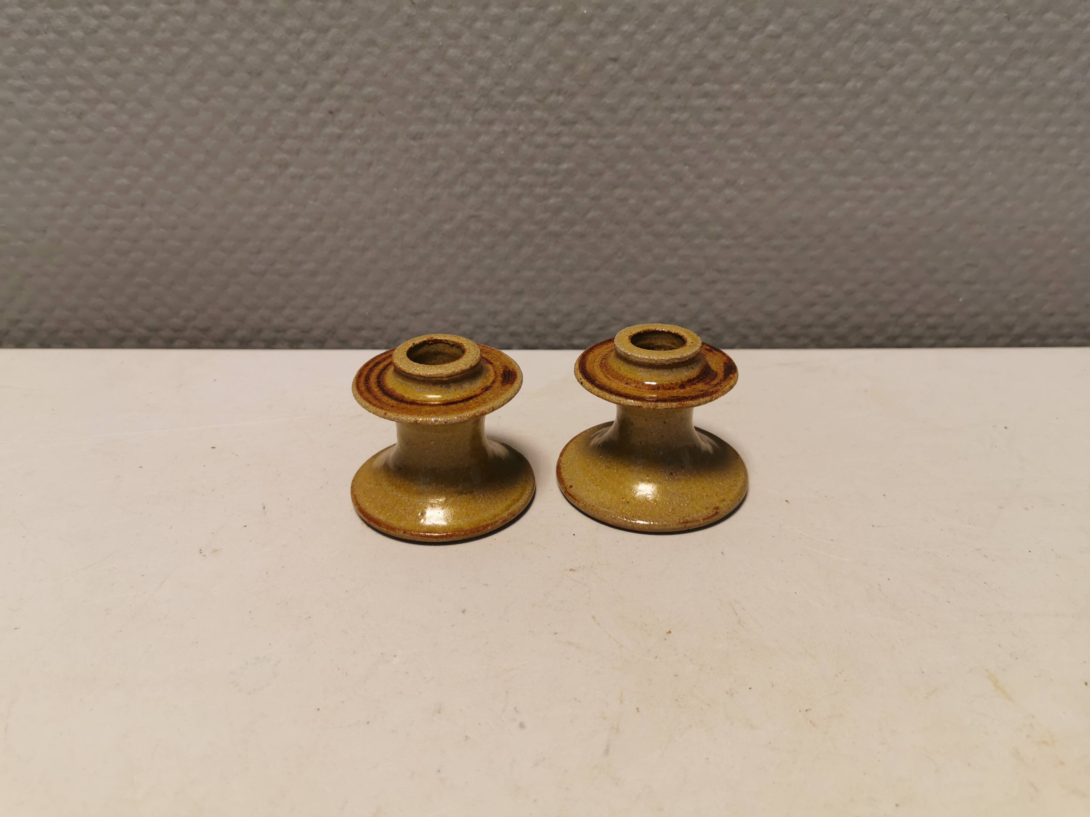 A set of ceramic candlesticks by L.Hjort Denmark 1970s.