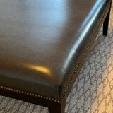 Footstool Hugues Chelalier Leather and Wood