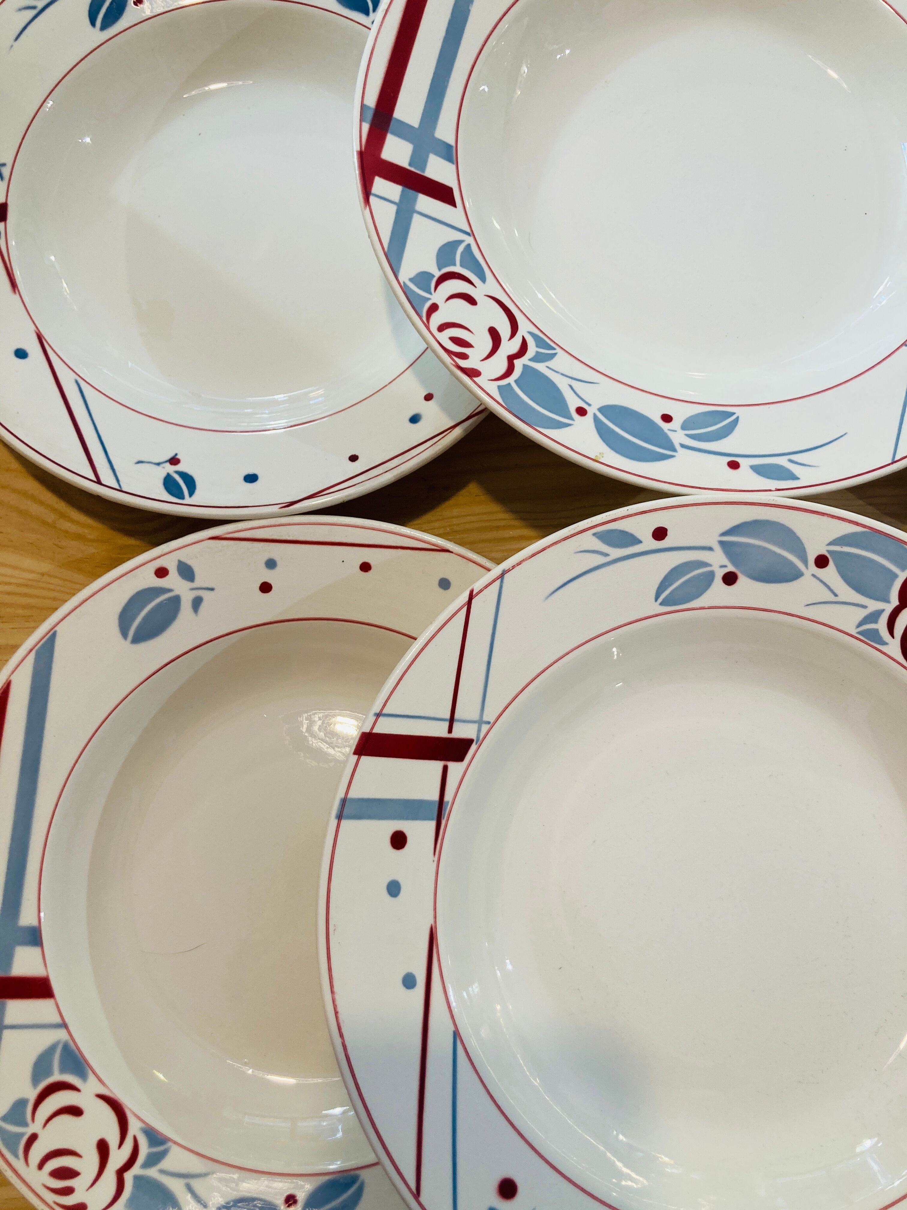 6 hollow plates Beaujeu Digoin Sarreguemines france-retro-cuisine-vintage