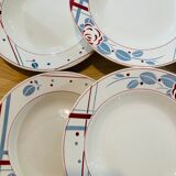 6 hollow plates Beaujeu Digoin Sarreguemines france-retro-cuisine-vintage