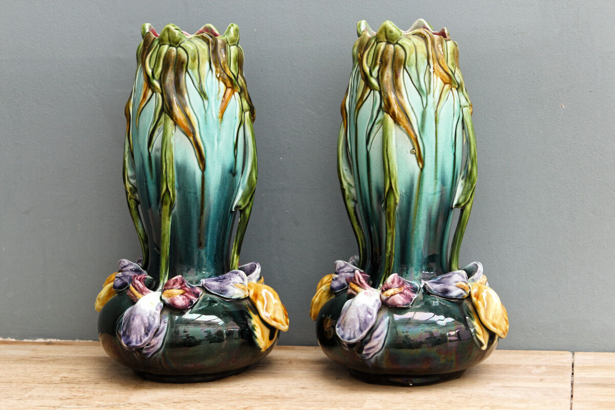 Pair of slurry vases, art nouveau