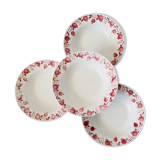 Set of 4 hollow plates, Céranord, apple pattern, vintage