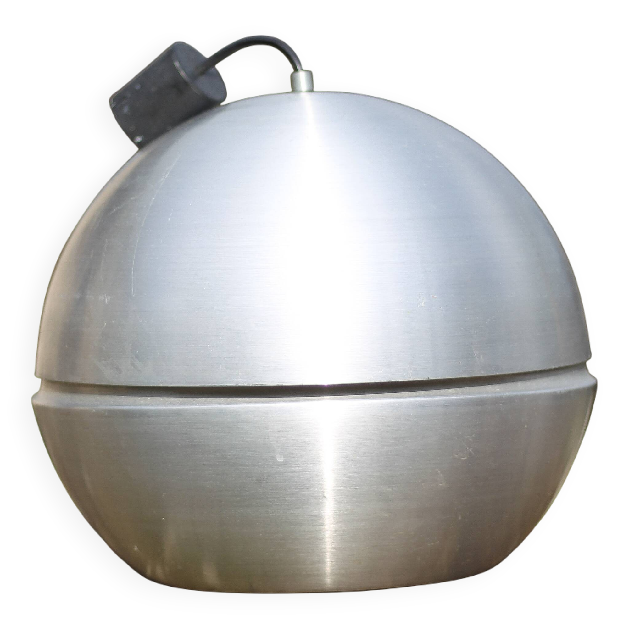 Space age aluminum pendant light, vintage ceiling lamp, ball lamp