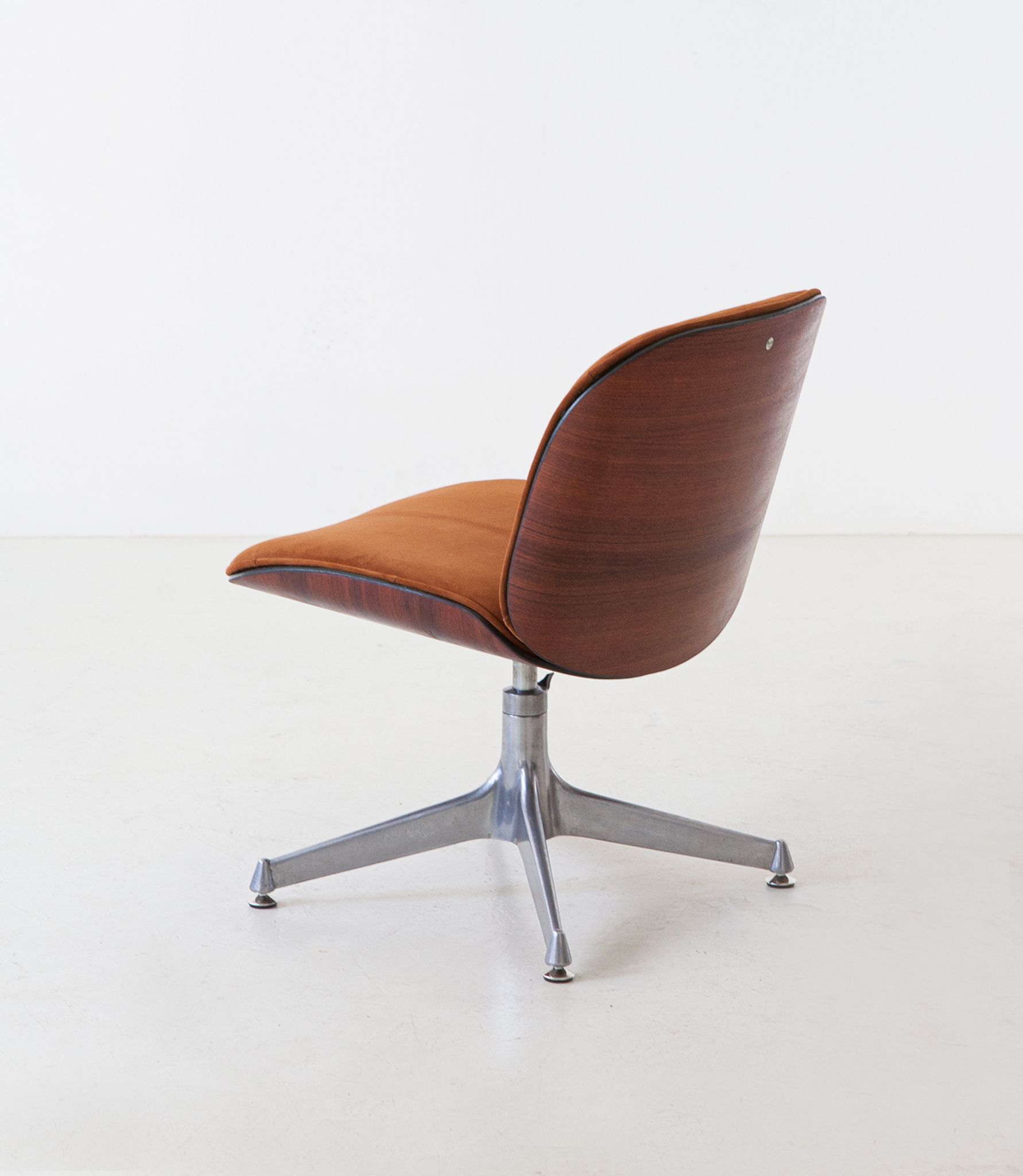 Desk Chair by Ico Parisi for Mim, Exotic Wood and Suede Leather