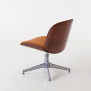 Desk Chair by Ico Parisi for Mim, Exotic Wood and Suede Leather