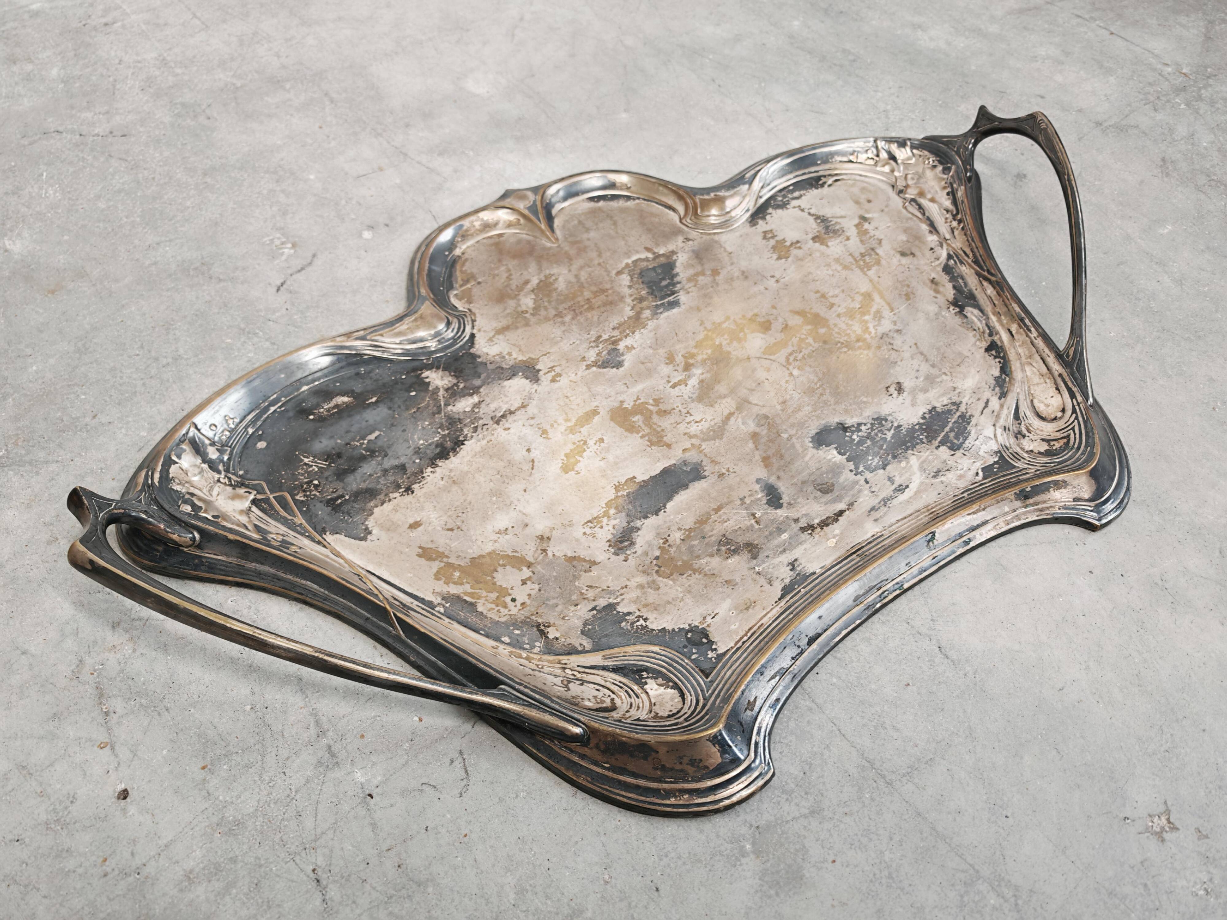 Art Nouveau service plateau WMF silver-plated, early 1900s