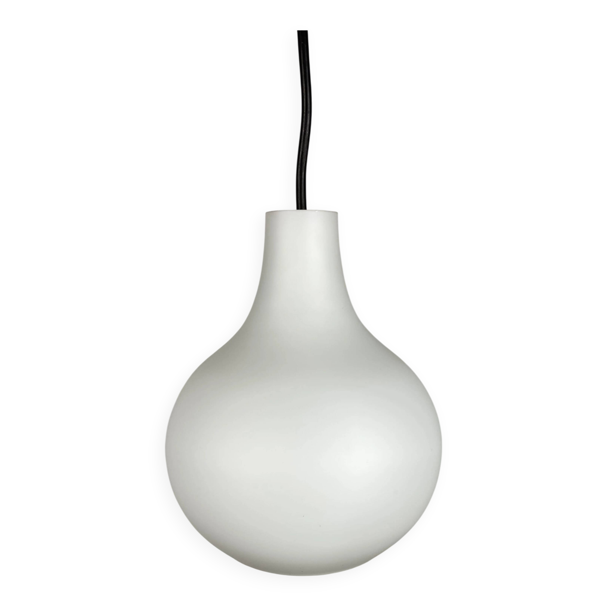 White glass drop-shaped pendant by Peill and Putzler 1960