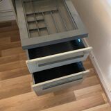 Blue and grey Strafor desk