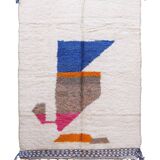 Handmade rug blue, orange, pink, gray, white 250cmx150cm colorful