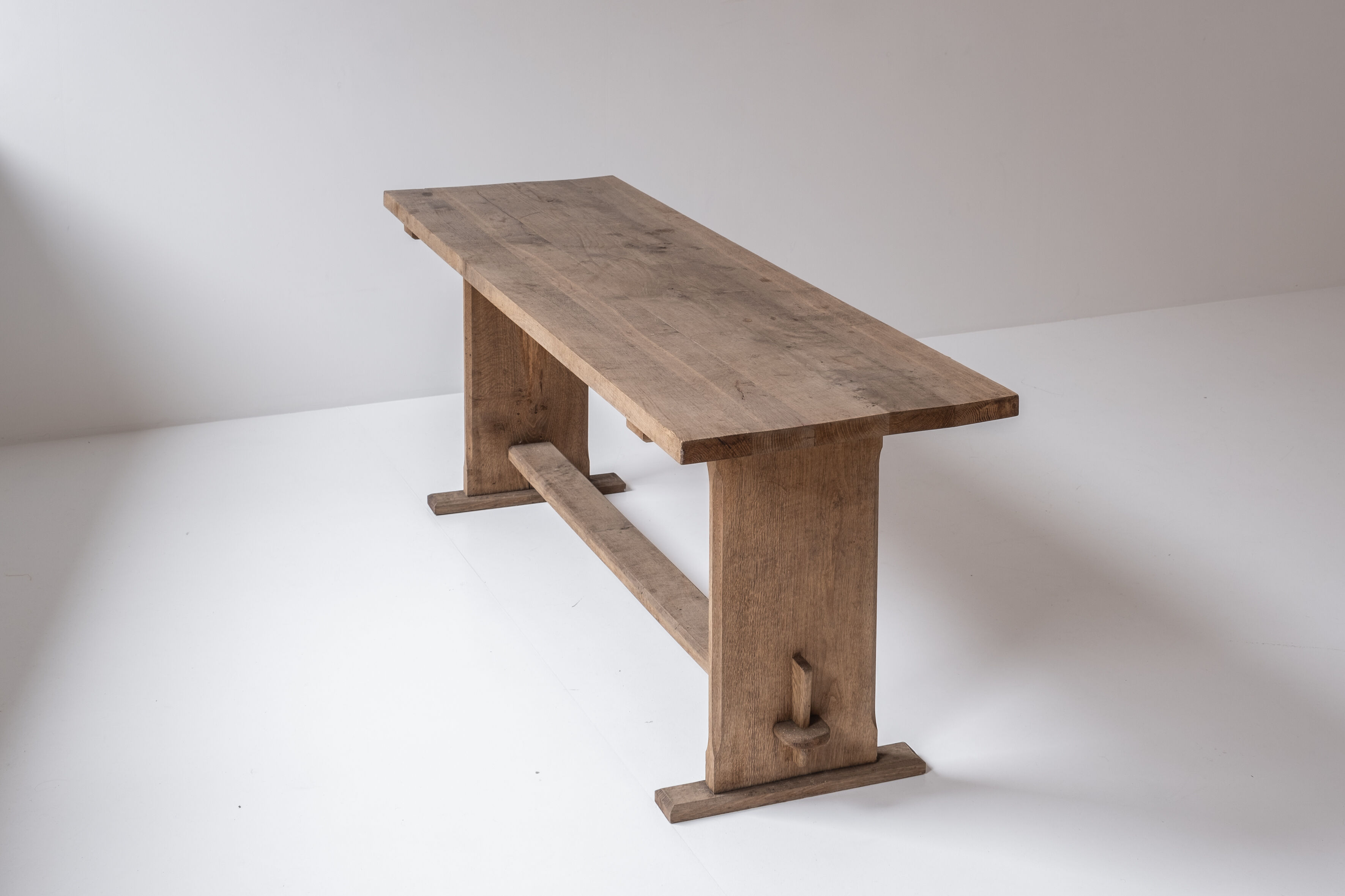 Rustic side table in elm from France, designed and handmade in the 1950s.