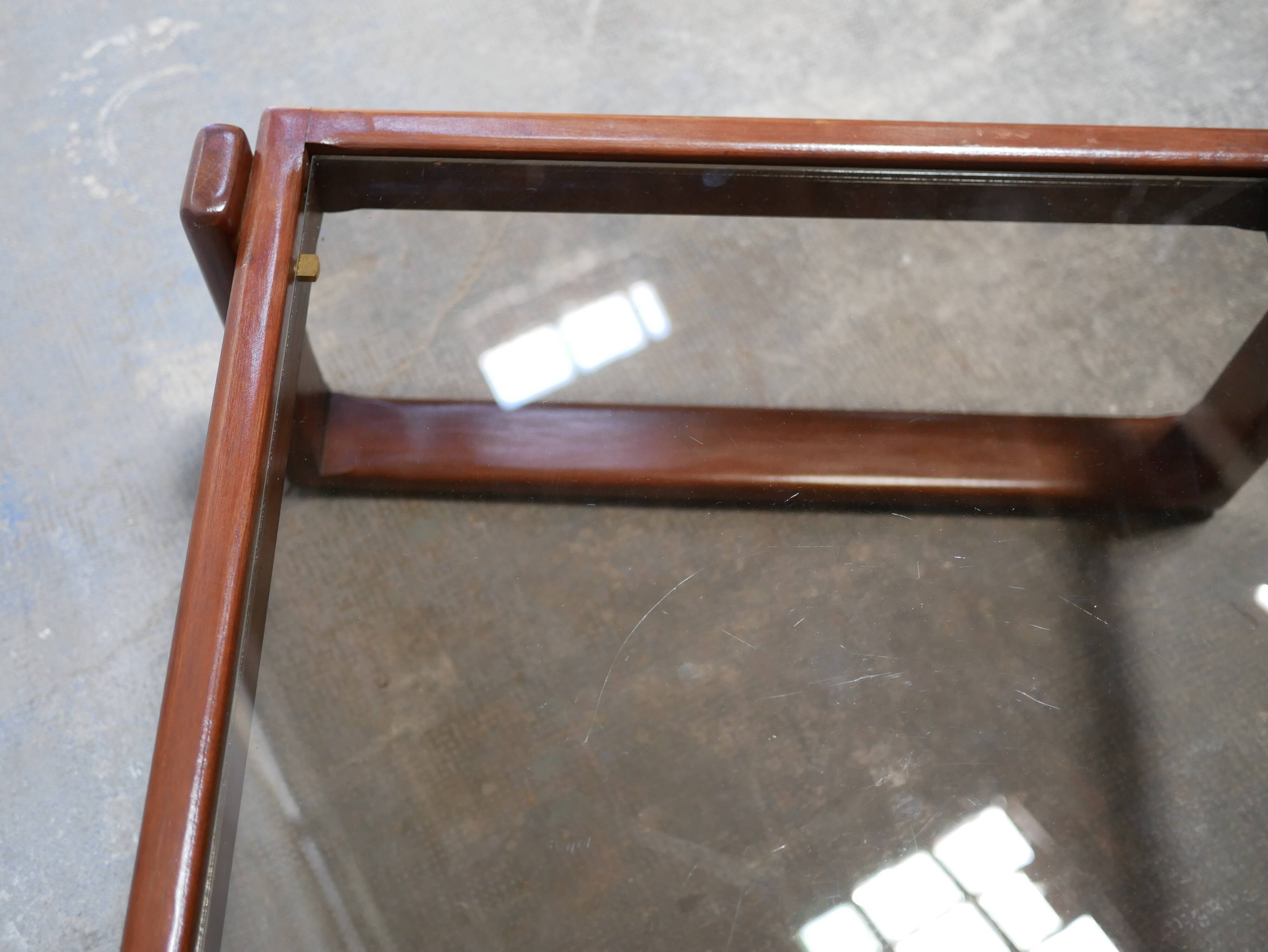 Vintage teak and glass coffee table