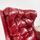 Vintage design tufted red sky leather lounge egg chair 1970s