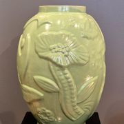 Grand vase en faïence à glaçure céladon/vert, suédois moderne