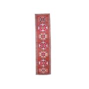Vintage Turkish Oushak Handmade Wool Cotton Red Runner 87x336