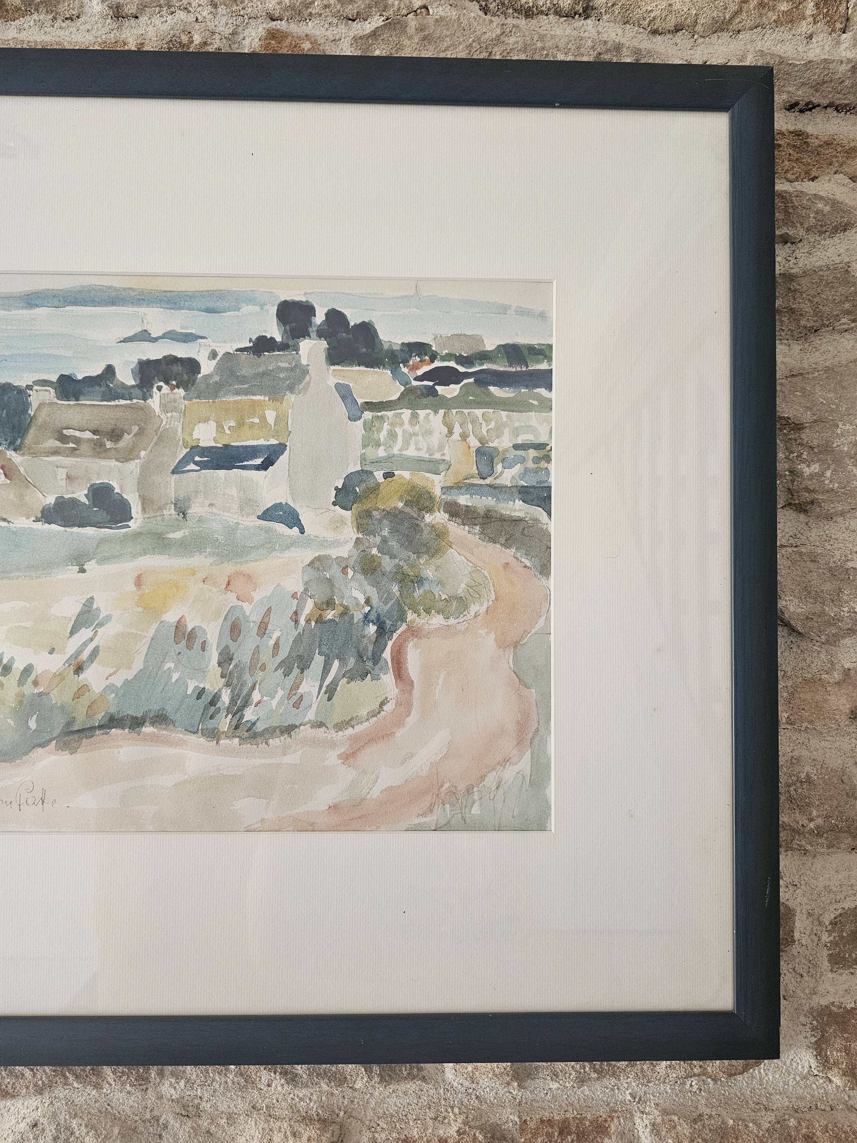 Tableau - Watercolour Landscape Brittany - Breton village - Signed André Jean Co