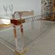 Large Hollywood Regency coffee table Lucite Brass double top 70s