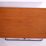 Pair of hanging bedside tables in teak and metal, 1960