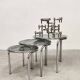 Vintage side tables in chrome and smoked glass by Italian design Mimiset
