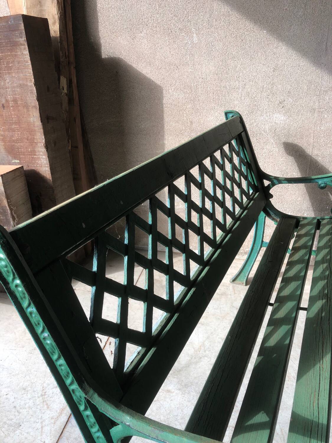 Old cast iron and wood garden bench