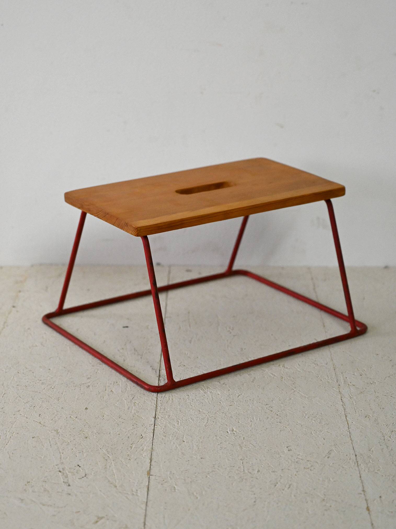 Small vintage wood and metal stool