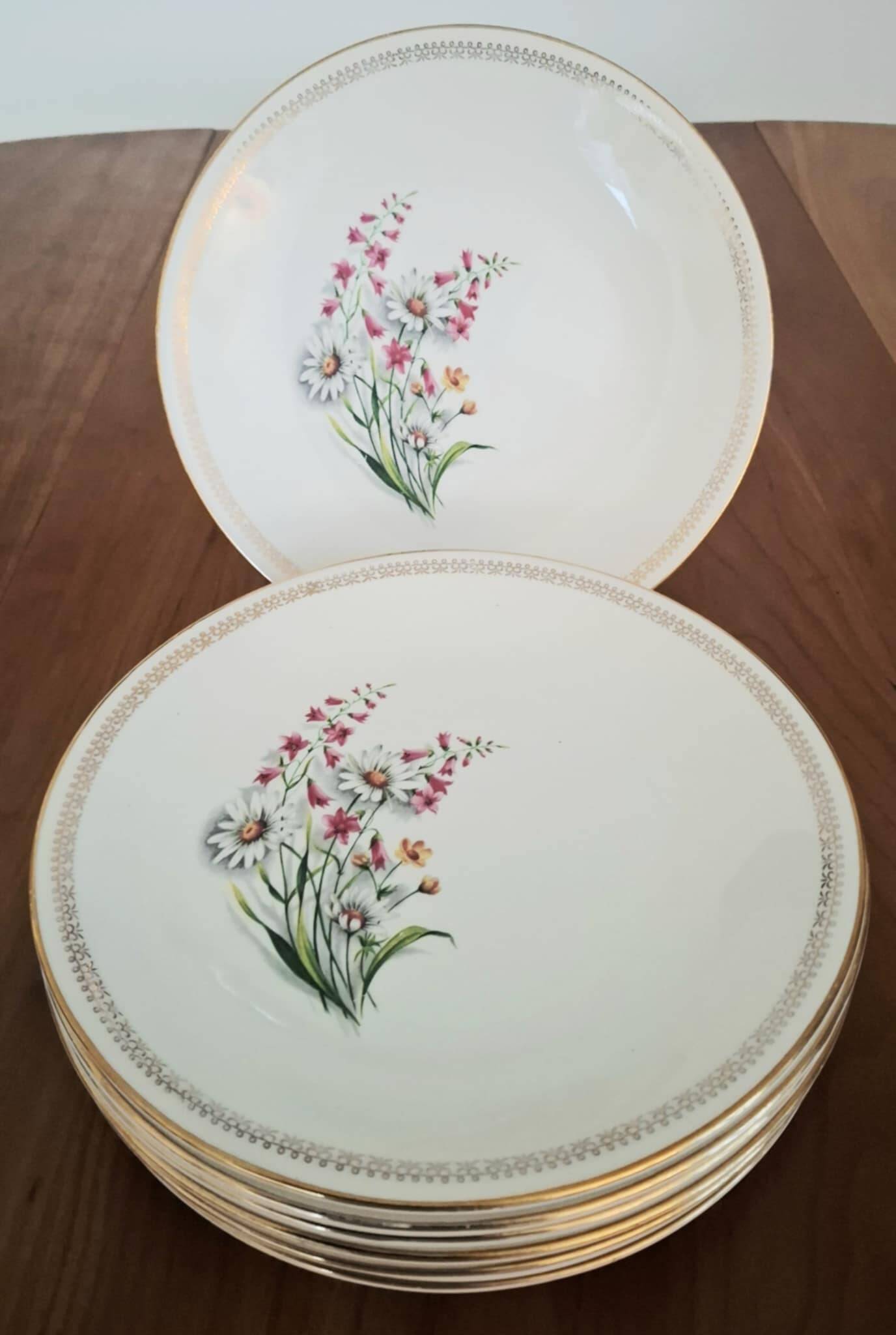 Vintage Floral Pattern Gien Earthenware Dinner Plates