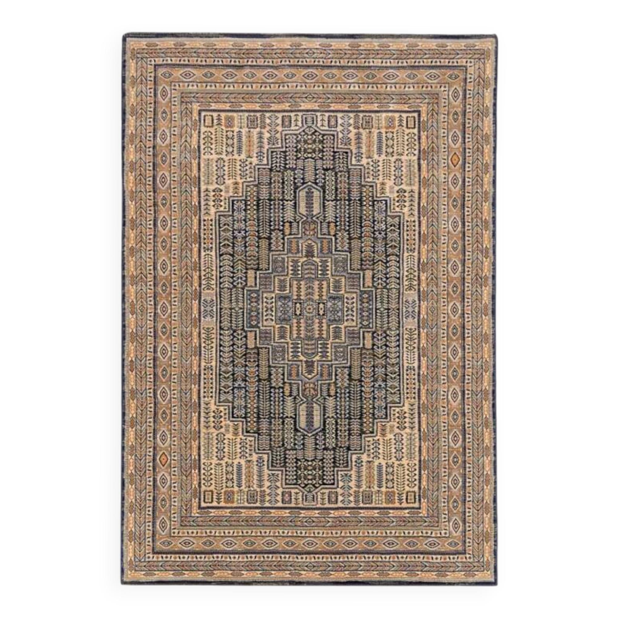 Black and beige Persian rug