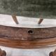 Four solid wood chairs with fabric seats, late 19th century